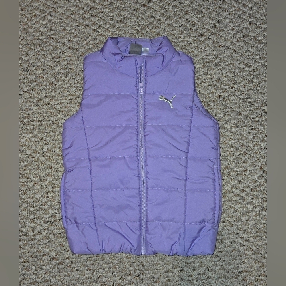 Puma Kids Girls Full Zip Puffer Vest Sleeveless Outdoor Quilted Jacket Size XS